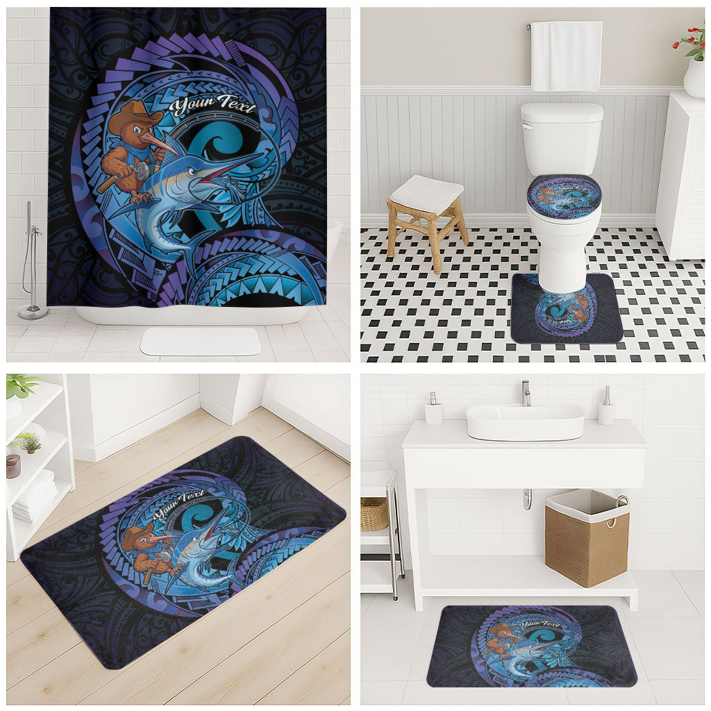 Personalised Blue Marlin Fishing New Zealand Bathroom Set NZ Kiwi Cowboy Born To Fish LT14 - Polynesian Pride