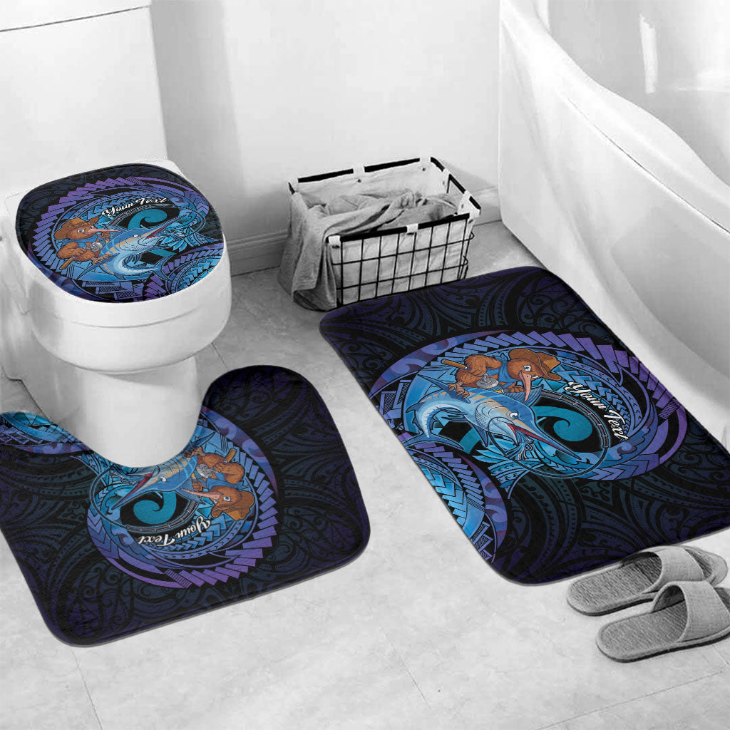 Personalised Blue Marlin Fishing New Zealand Bathroom Set NZ Kiwi Cowboy Born To Fish LT14 Mat Set Only (3 pcs) One Size Purple - Polynesian Pride