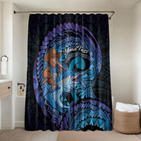 Personalised Blue Marlin Fishing New Zealand Bathroom Set NZ Kiwi Cowboy Born To Fish LT14 Shower Curtain Only Purple - Polynesian Pride