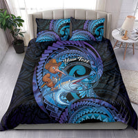 Personalised Blue Marlin Fishing New Zealand Bedding Set NZ Kiwi Cowboy Born To Fish LT14 - Polynesian Pride