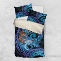 Personalised Blue Marlin Fishing New Zealand Bedding Set NZ Kiwi Cowboy Born To Fish LT14 US Twin 172cm x 218cm Purple - Polynesian Pride