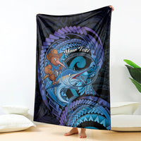 Personalised Blue Marlin Fishing New Zealand Blanket NZ Kiwi Cowboy Born To Fish LT14 - Polynesian Pride
