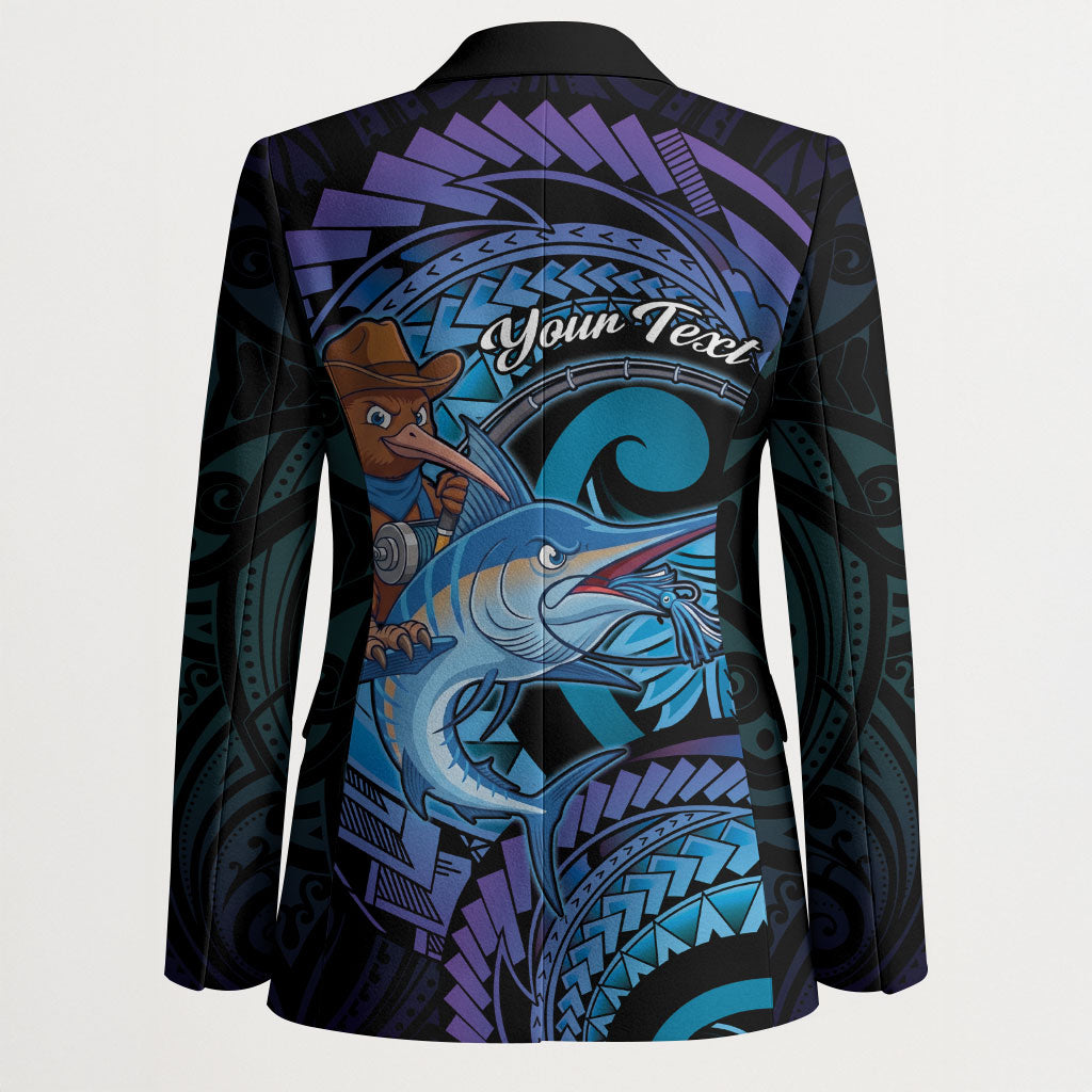 Personalised Blue Marlin Fishing New Zealand Blazer NZ Kiwi Cowboy Born To Fish LT14 - Polynesian Pride