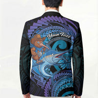 Personalised Blue Marlin Fishing New Zealand Blazer NZ Kiwi Cowboy Born To Fish LT14 - Polynesian Pride