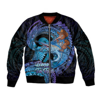Personalised Blue Marlin Fishing New Zealand Bomber Jacket NZ Kiwi Cowboy Born To Fish LT14 Unisex Purple - Polynesian Pride