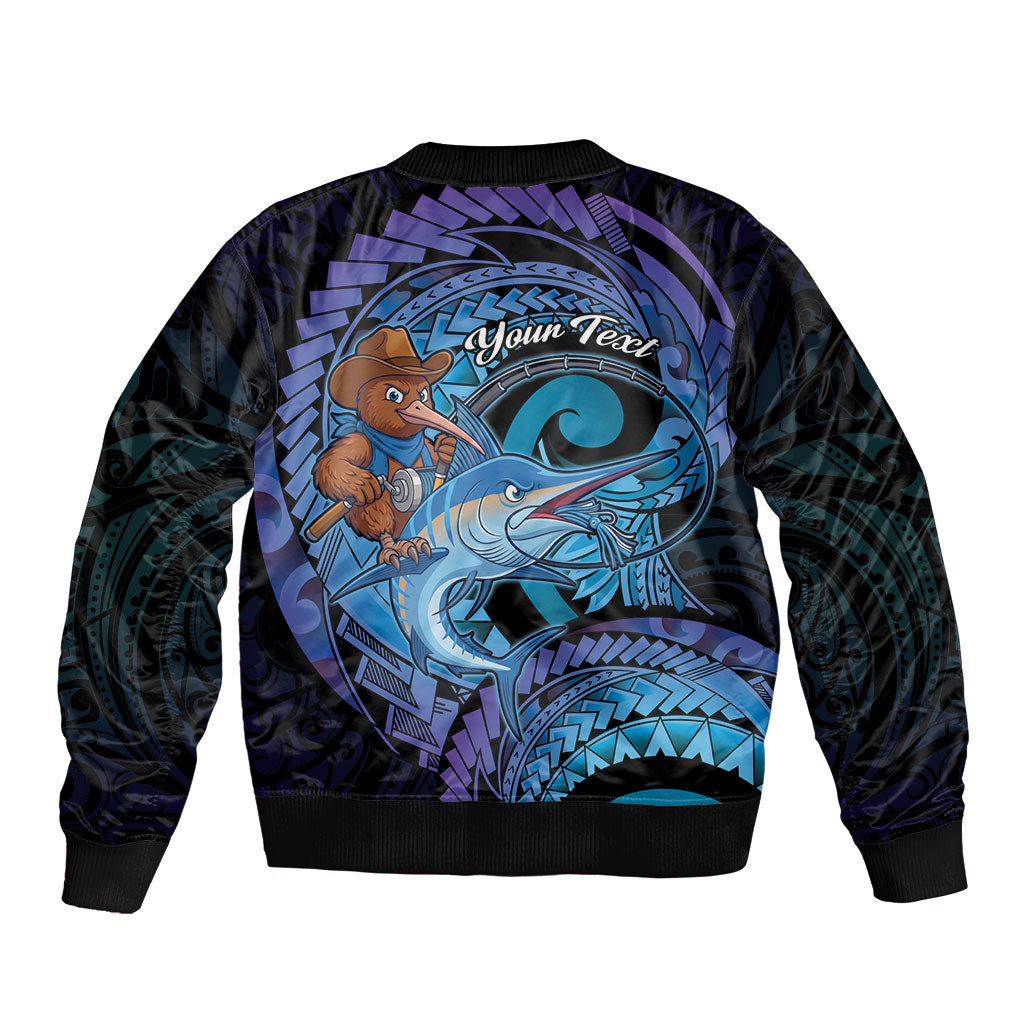 Personalised Blue Marlin Fishing New Zealand Bomber Jacket NZ Kiwi Cowboy Born To Fish LT14 - Polynesian Pride