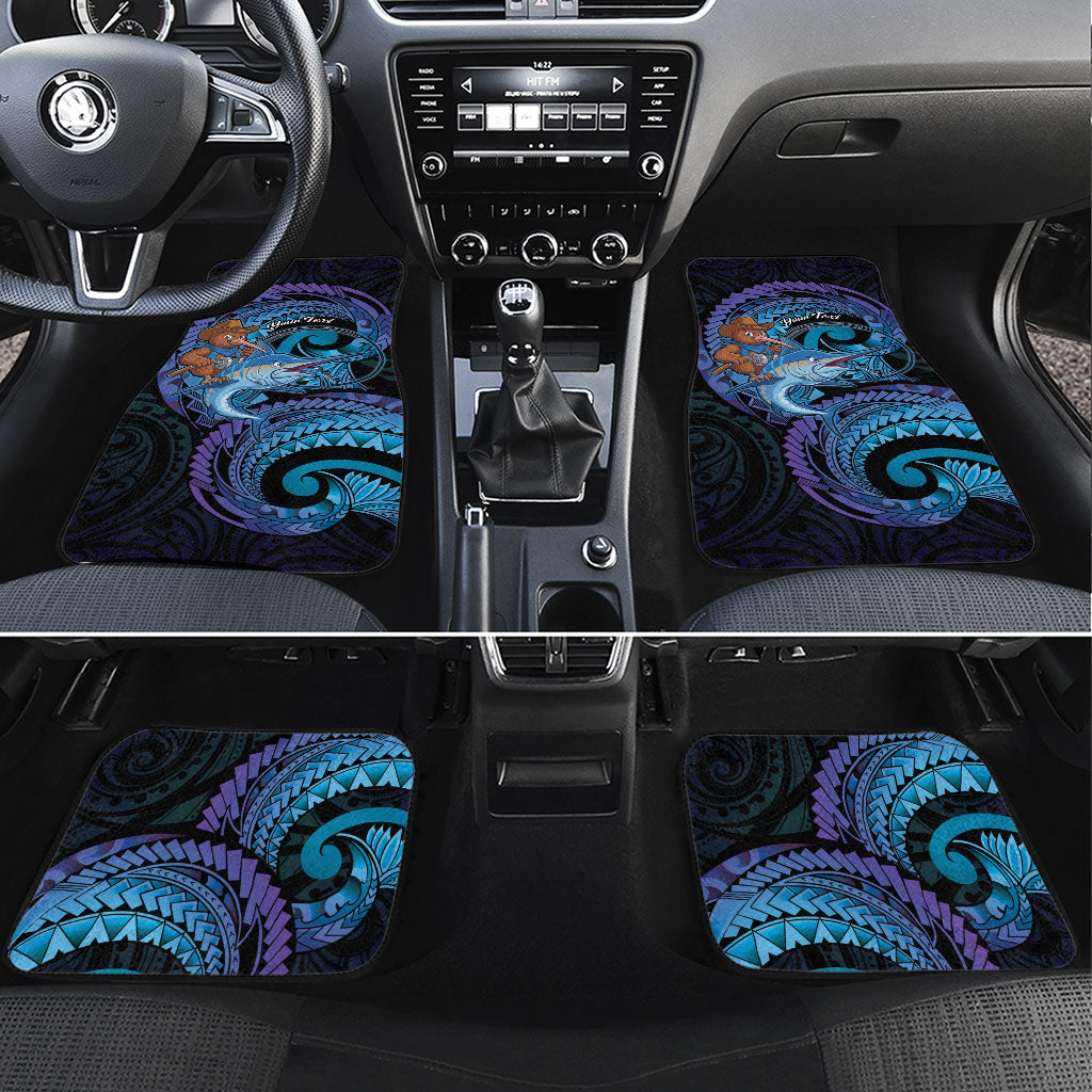 Personalised Blue Marlin Fishing New Zealand Car Mats NZ Kiwi Cowboy Born To Fish LT14 Set 4pcs Purple - Polynesian Pride