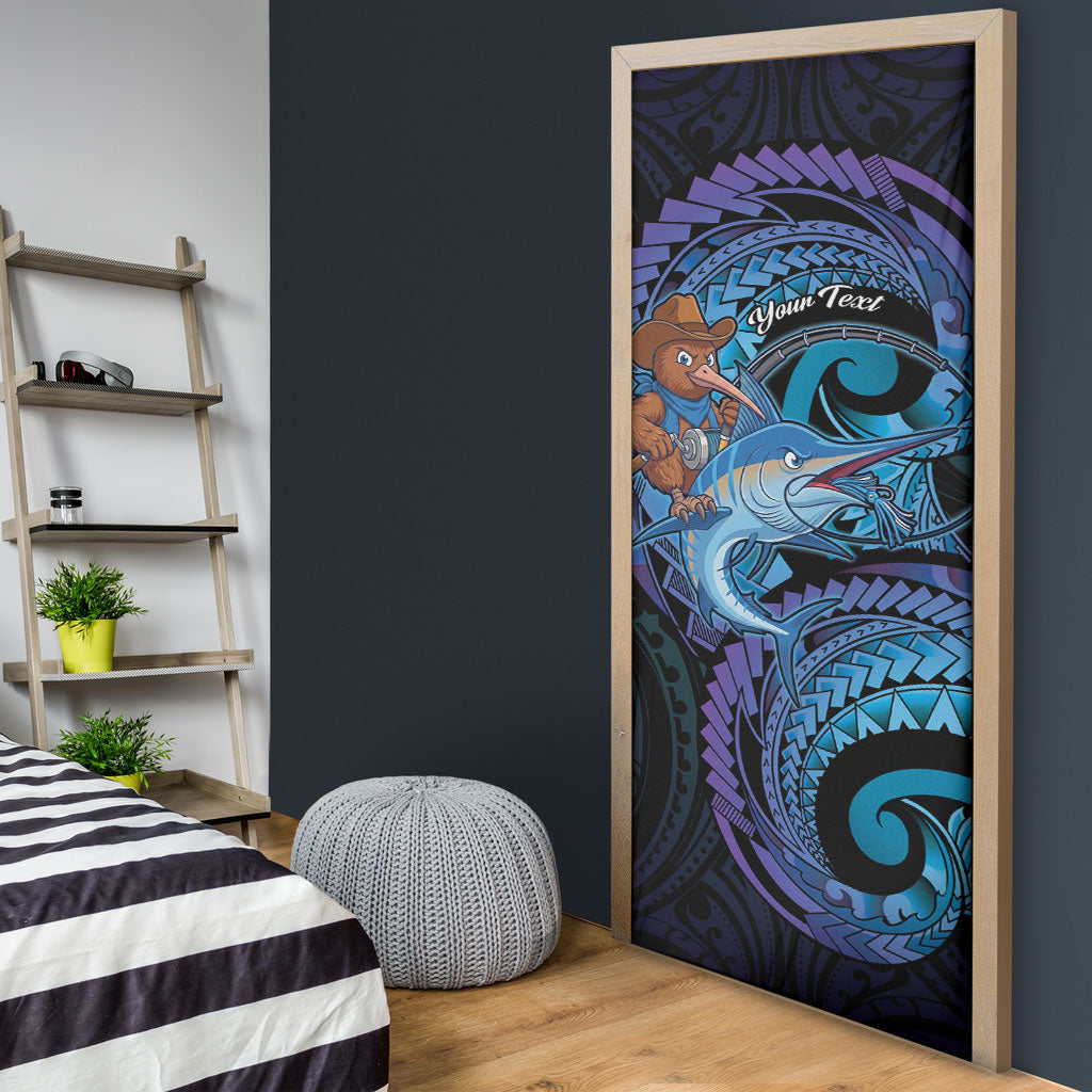 Personalised Blue Marlin Fishing New Zealand Door Cover NZ Kiwi Cowboy Born To Fish LT14 - Polynesian Pride