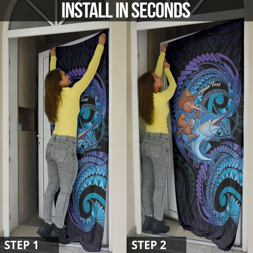 Personalised Blue Marlin Fishing New Zealand Door Cover NZ Kiwi Cowboy Born To Fish LT14 - Polynesian Pride