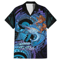 Personalised Blue Marlin Fishing New Zealand Family Matching Summer Maxi Dress and Hawaiian Shirt NZ Kiwi Cowboy Born To Fish LT14 Dad's Shirt - Short Sleeve Purple - Polynesian Pride