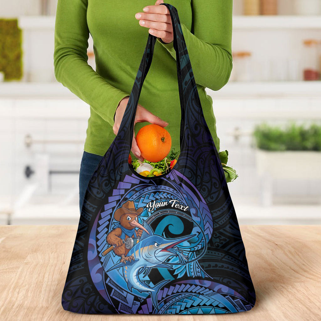 Personalised Blue Marlin Fishing New Zealand Grocery Bag NZ Kiwi Cowboy Born To Fish LT14 - Polynesian Pride