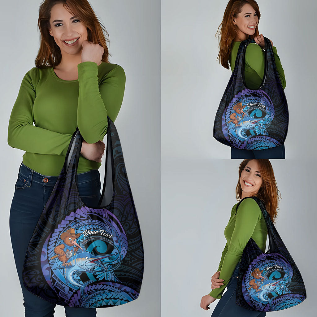 Personalised Blue Marlin Fishing New Zealand Grocery Bag NZ Kiwi Cowboy Born To Fish LT14 - Polynesian Pride