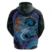 Personalised Blue Marlin Fishing New Zealand Hoodie NZ Kiwi Cowboy Born To Fish LT14 - Polynesian Pride
