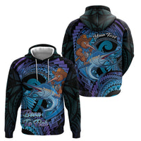 Personalised Blue Marlin Fishing New Zealand Hoodie NZ Kiwi Cowboy Born To Fish LT14 - Polynesian Pride