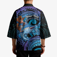 Personalised Blue Marlin Fishing New Zealand Kimono NZ Kiwi Cowboy Born To Fish LT14 - Polynesian Pride