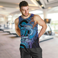 Personalised Blue Marlin Fishing New Zealand Men Tank Top NZ Kiwi Cowboy Born To Fish LT14 Purple - Polynesian Pride