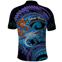 Personalised Blue Marlin Fishing New Zealand Polo Shirt NZ Kiwi Cowboy Born To Fish LT14 - Polynesian Pride