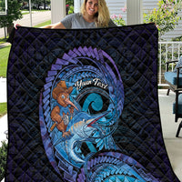 Personalised Blue Marlin Fishing New Zealand Quilt NZ Kiwi Cowboy Born To Fish LT14 Purple - Polynesian Pride