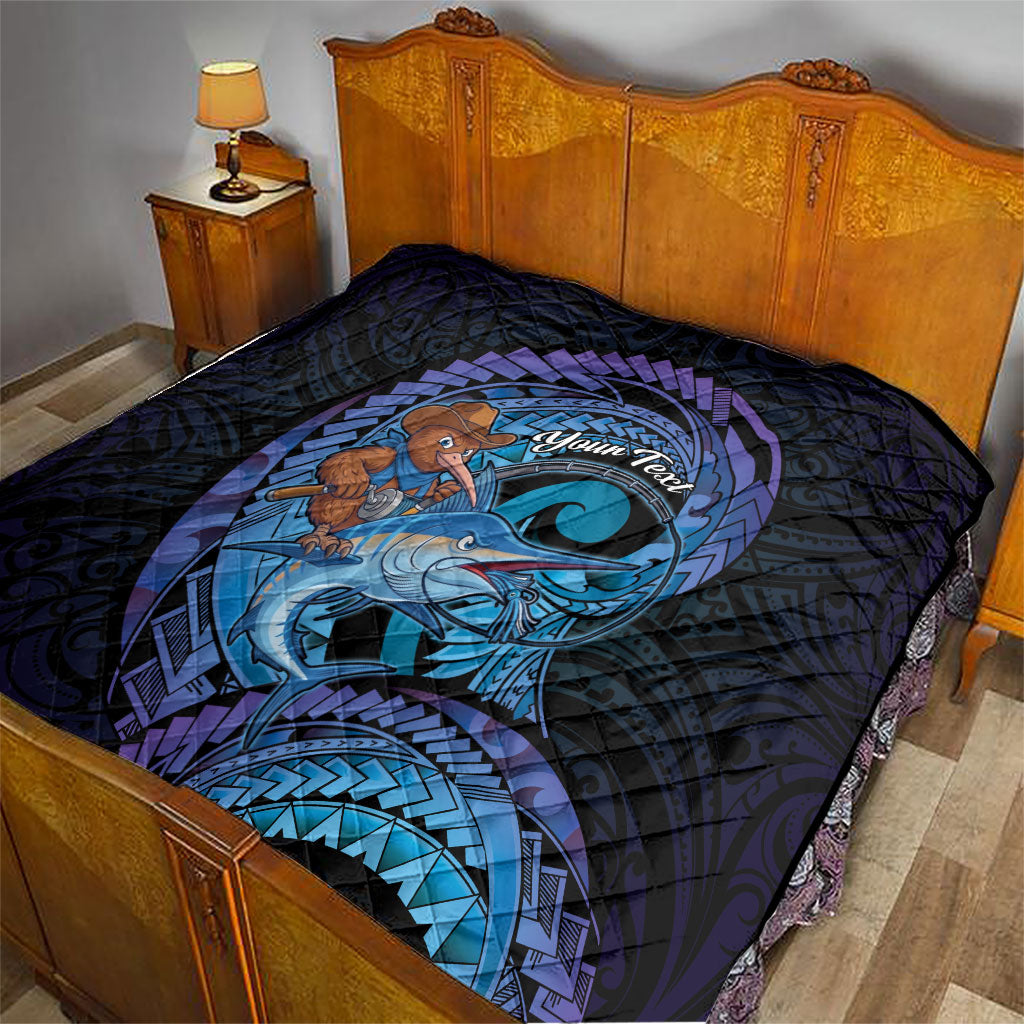 Personalised Blue Marlin Fishing New Zealand Quilt NZ Kiwi Cowboy Born To Fish LT14 - Polynesian Pride