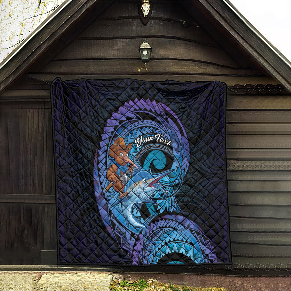 Personalised Blue Marlin Fishing New Zealand Quilt NZ Kiwi Cowboy Born To Fish LT14 - Polynesian Pride