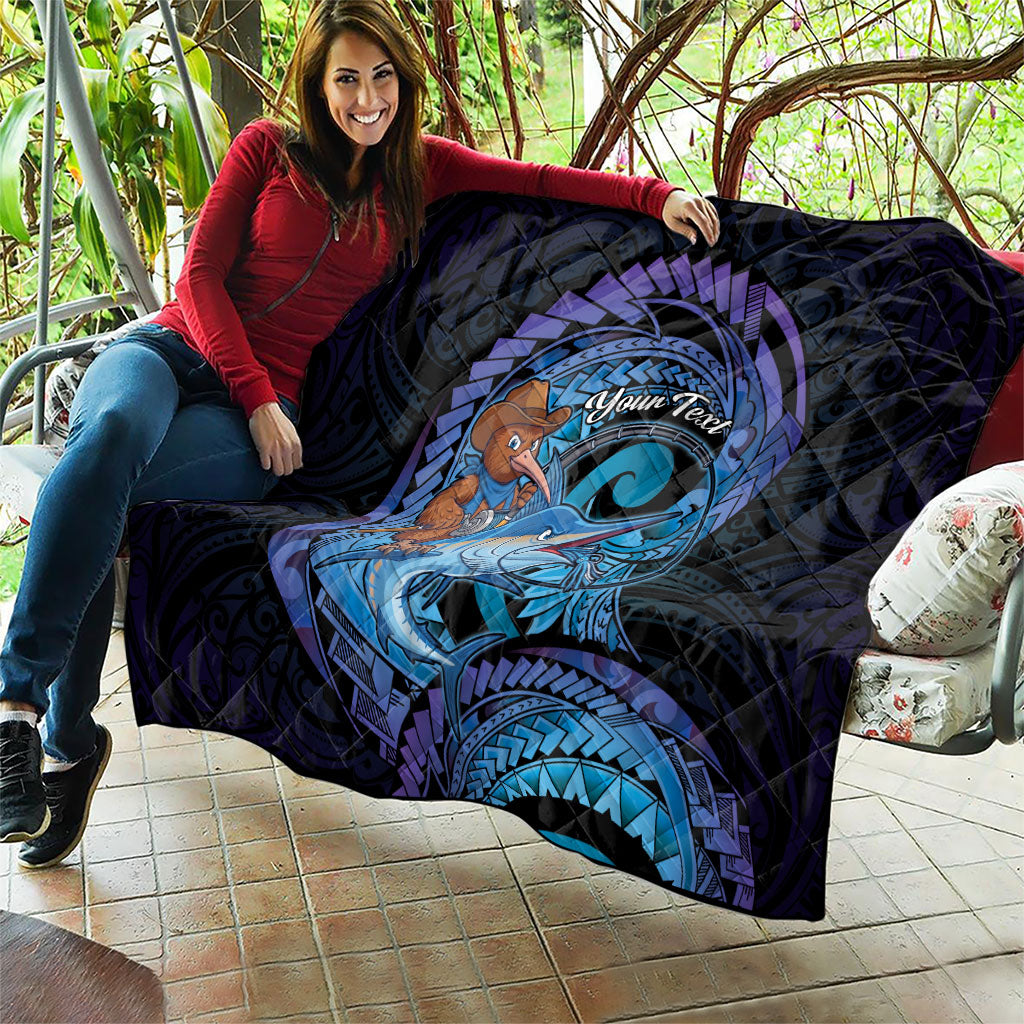 Personalised Blue Marlin Fishing New Zealand Quilt NZ Kiwi Cowboy Born To Fish LT14 - Polynesian Pride