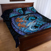 Personalised Blue Marlin Fishing New Zealand Quilt Bed Set NZ Kiwi Cowboy Born To Fish LT14 - Polynesian Pride