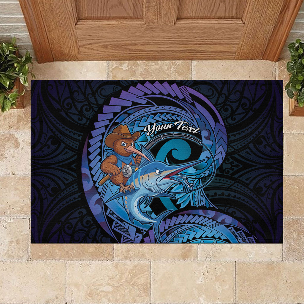 Personalised Blue Marlin Fishing New Zealand Rubber Doormat NZ Kiwi Cowboy Born To Fish LT14 Purple - Polynesian Pride