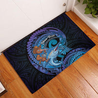 Personalised Blue Marlin Fishing New Zealand Rubber Doormat NZ Kiwi Cowboy Born To Fish LT14 - Polynesian Pride