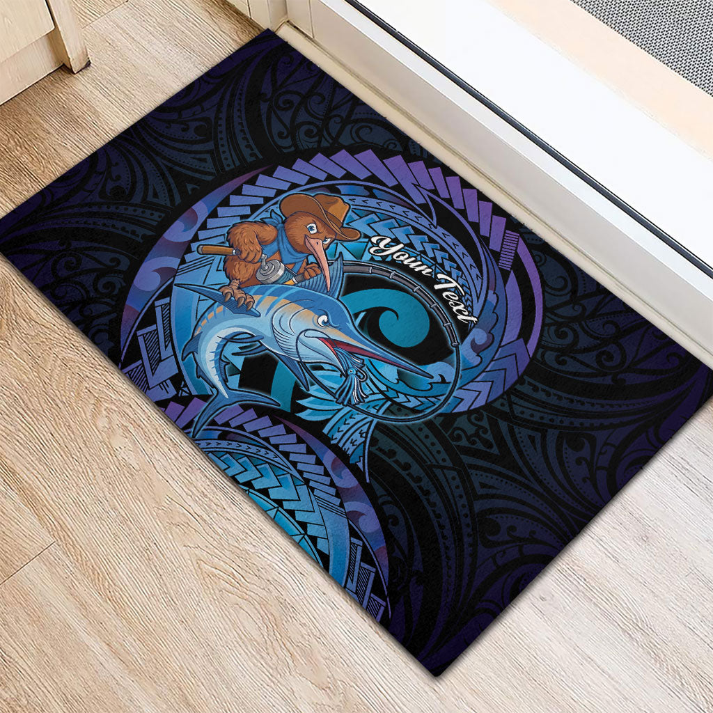 Personalised Blue Marlin Fishing New Zealand Rubber Doormat NZ Kiwi Cowboy Born To Fish LT14 - Polynesian Pride
