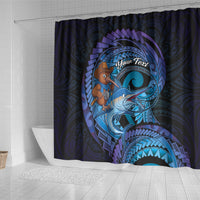 Personalised Blue Marlin Fishing New Zealand Shower Curtain NZ Kiwi Cowboy Born To Fish LT14 - Polynesian Pride