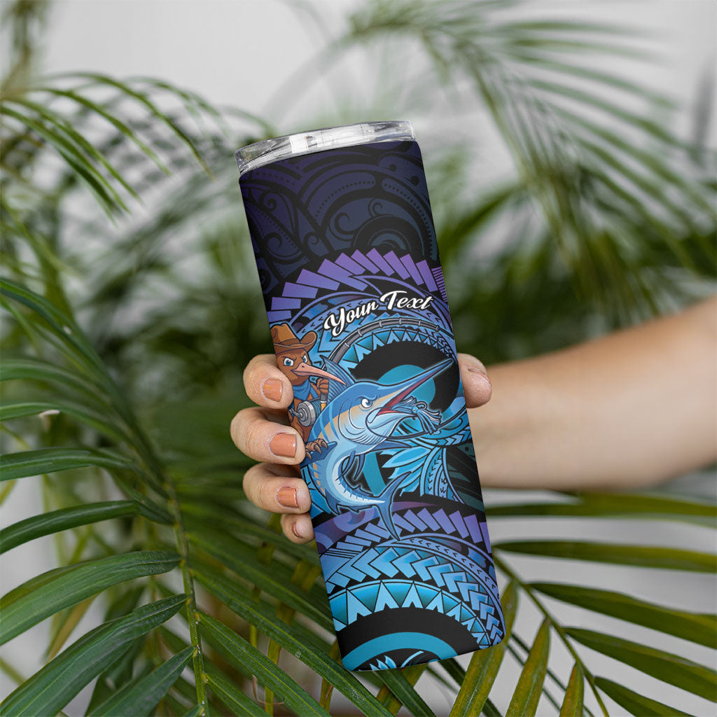 Personalised Blue Marlin Fishing New Zealand Skinny Tumbler NZ Kiwi Cowboy Born To Fish LT14 - Polynesian Pride