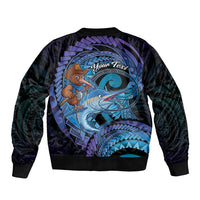 Personalised Blue Marlin Fishing New Zealand Sleeve Zip Bomber Jacket NZ Kiwi Cowboy Born To Fish LT14 - Polynesian Pride