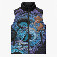 Personalised Blue Marlin Fishing New Zealand Sleeveless Puffer Jacket NZ Kiwi Cowboy Born To Fish LT14 Unisex Purple - Polynesian Pride