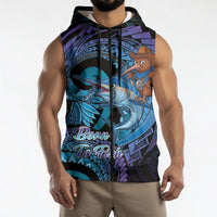 Personalised Blue Marlin Fishing New Zealand Sleeveless Zip Hoodie NZ Kiwi Cowboy Born To Fish LT14 - Polynesian Pride
