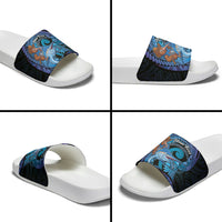 Personalised Blue Marlin Fishing New Zealand Slide Sandals NZ Kiwi Cowboy Born To Fish LT14 - Polynesian Pride