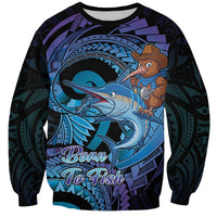 Personalised Blue Marlin Fishing New Zealand Sweatshirt NZ Kiwi Cowboy Born To Fish LT14 Unisex Purple - Polynesian Pride