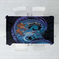 Personalised Blue Marlin Fishing New Zealand Tablecloth NZ Kiwi Cowboy Born To Fish LT14 Purple - Polynesian Pride