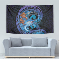 Personalised Blue Marlin Fishing New Zealand Tapestry NZ Kiwi Cowboy Born To Fish LT14 - Polynesian Pride