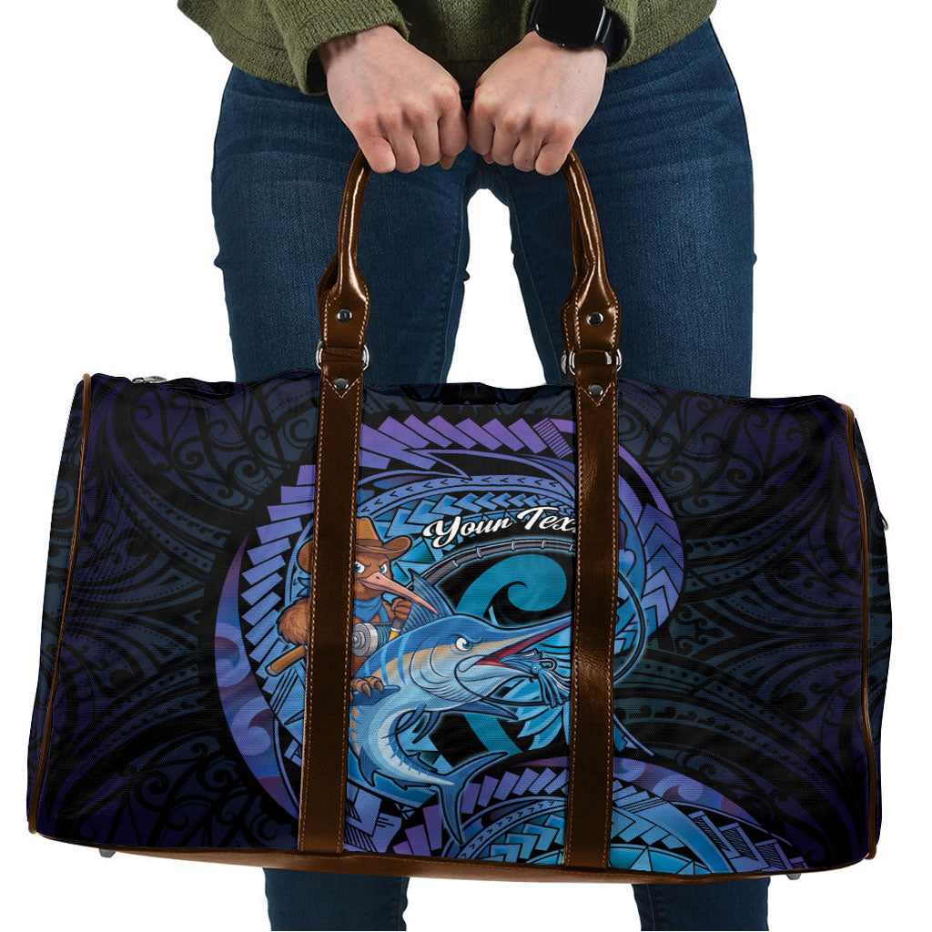 Personalised Blue Marlin Fishing New Zealand Travel Bag NZ Kiwi Cowboy Born To Fish LT14 Purple - Polynesian Pride