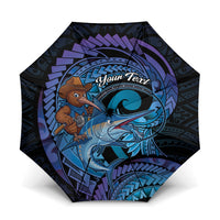 Personalised Blue Marlin Fishing New Zealand Umbrella NZ Kiwi Cowboy Born To Fish LT14 One Size Folded 11.42 inch Opened Diameter 37.4 inch Purple - Polynesian Pride