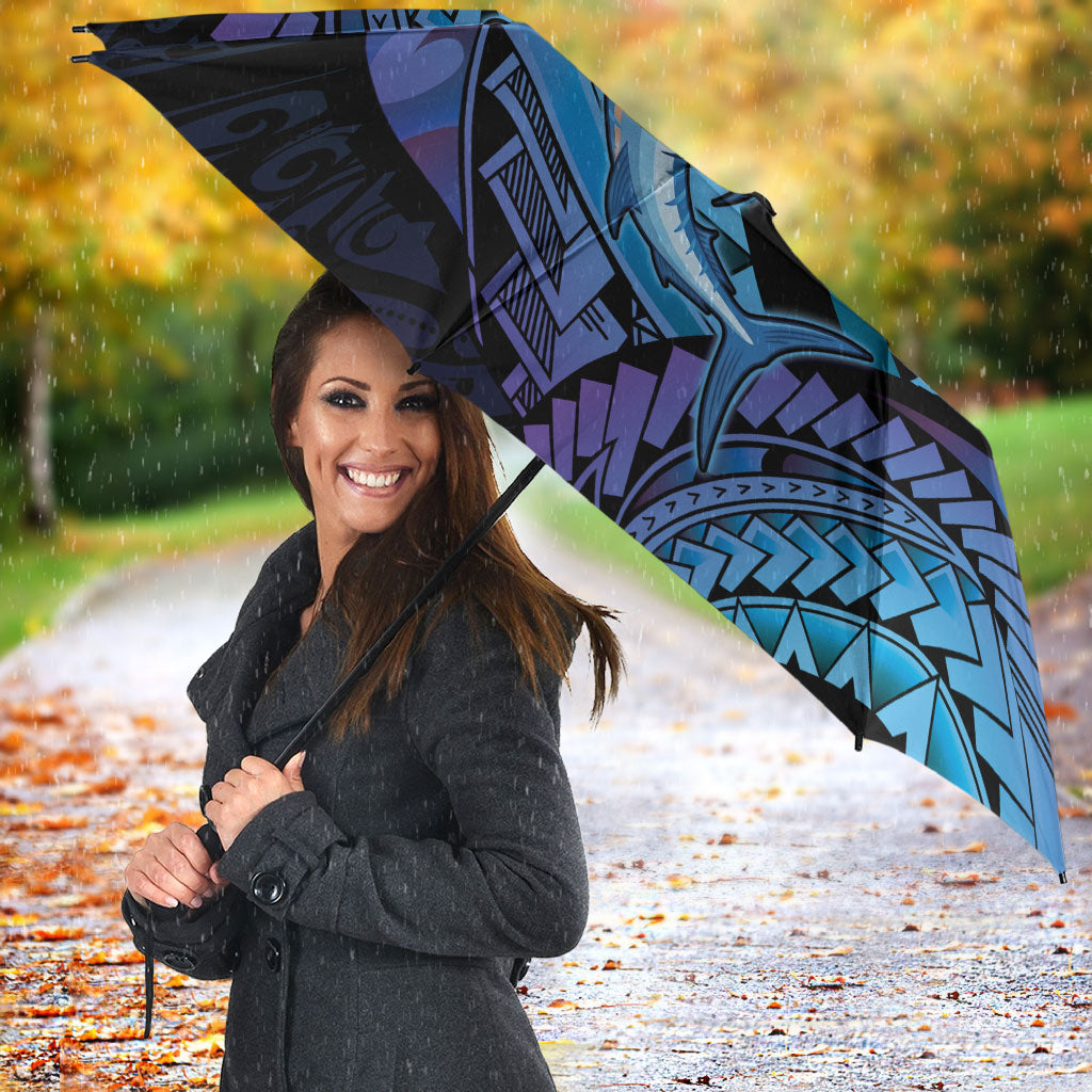 Personalised Blue Marlin Fishing New Zealand Umbrella NZ Kiwi Cowboy Born To Fish LT14 - Polynesian Pride