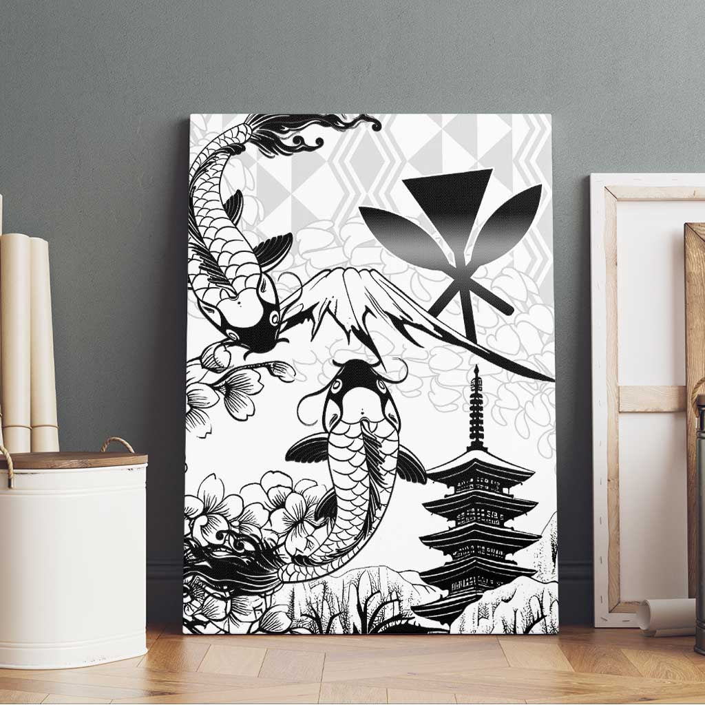Japan And Hawaii Canvas Wall Art Sakura Koi Fish Hawaiian Lei Kanaka - Polynesian Pride