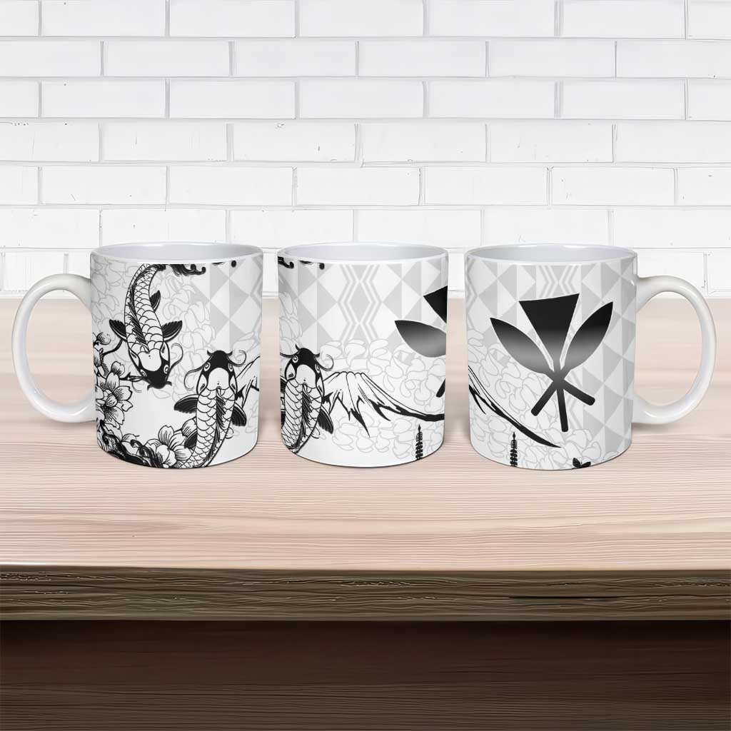 Japan And Hawaii Ceramic Mug Sakura Koi Fish Hawaiian Lei Kanaka LT14 - Polynesian Pride