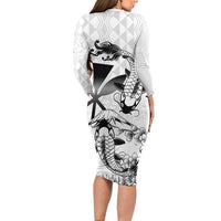 Japan And Hawaii Family Matching Long Sleeve Bodycon Dress and Hawaiian Shirt Sakura Koi Fish Hawaiian Lei Kanaka - Polynesian Pride