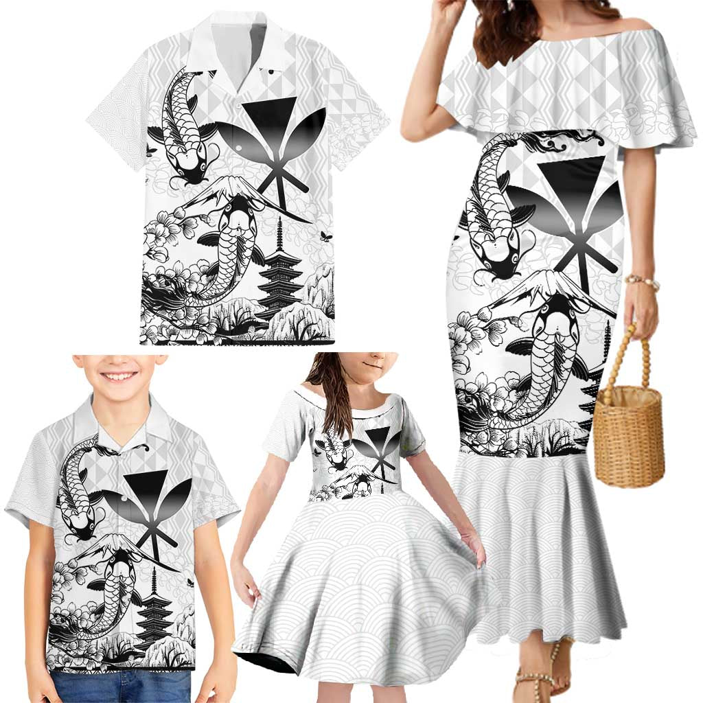 Japan And Hawaii Family Matching Mermaid Dress and Hawaiian Shirt Sakura Koi Fish Hawaiian Lei Kanaka LT14 - Polynesian Pride