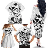 Japan And Hawaii Family Matching Off The Shoulder Long Sleeve Dress and Hawaiian Shirt Sakura Koi Fish Hawaiian Lei Kanaka - Polynesian Pride