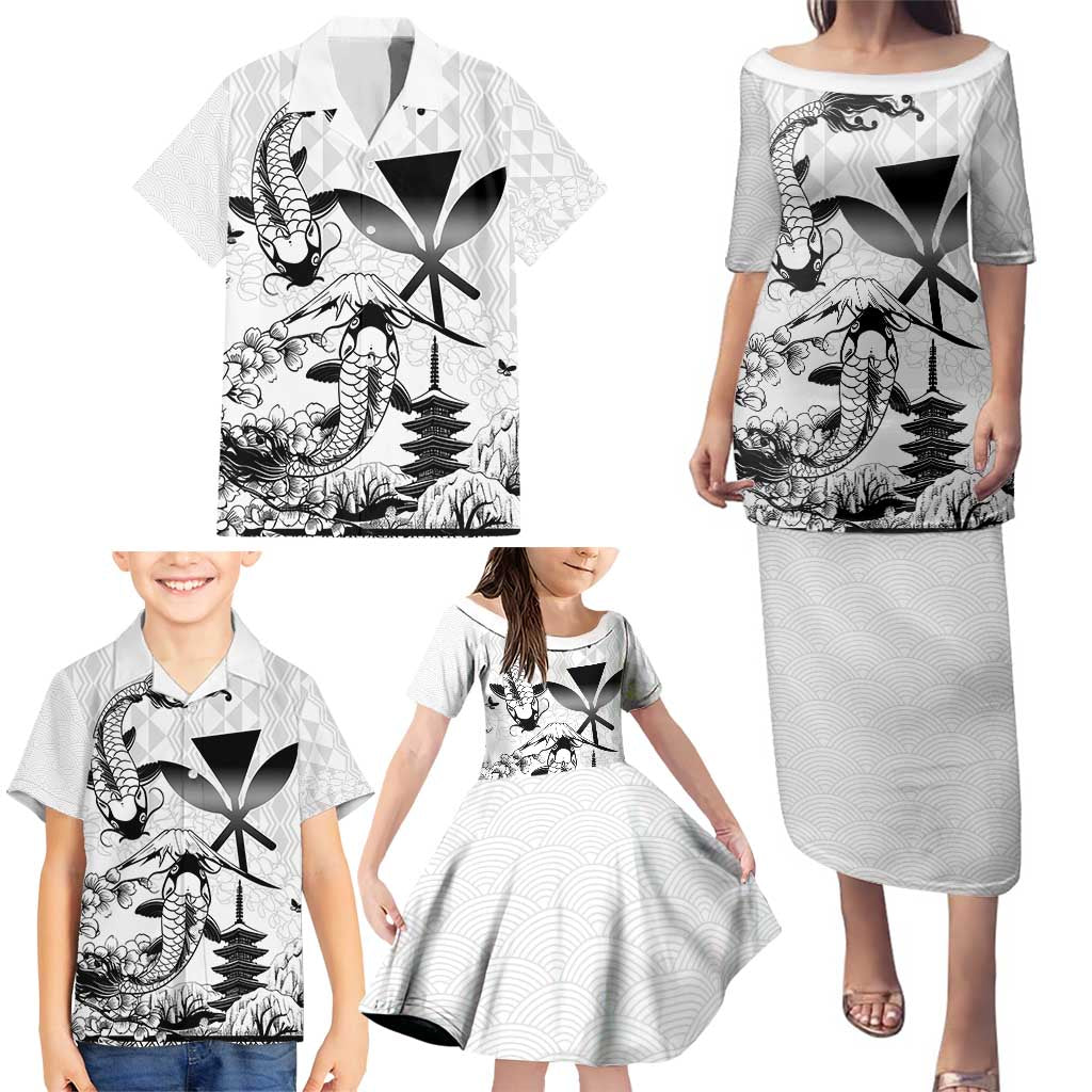 Japan And Hawaii Family Matching Puletasi and Hawaiian Shirt Sakura Koi Fish Hawaiian Lei Kanaka LT14 - Polynesian Pride