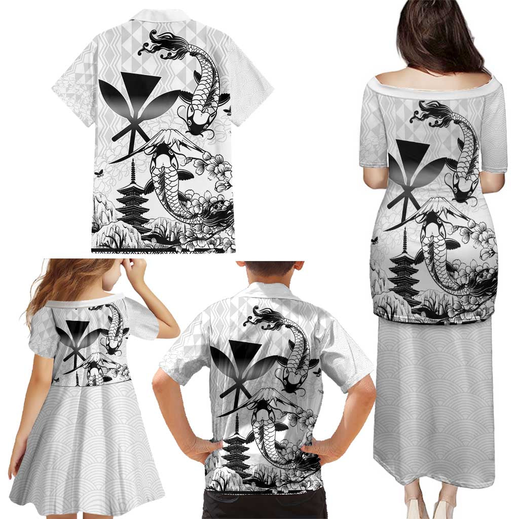 Japan And Hawaii Family Matching Puletasi and Hawaiian Shirt Sakura Koi Fish Hawaiian Lei Kanaka LT14 - Polynesian Pride