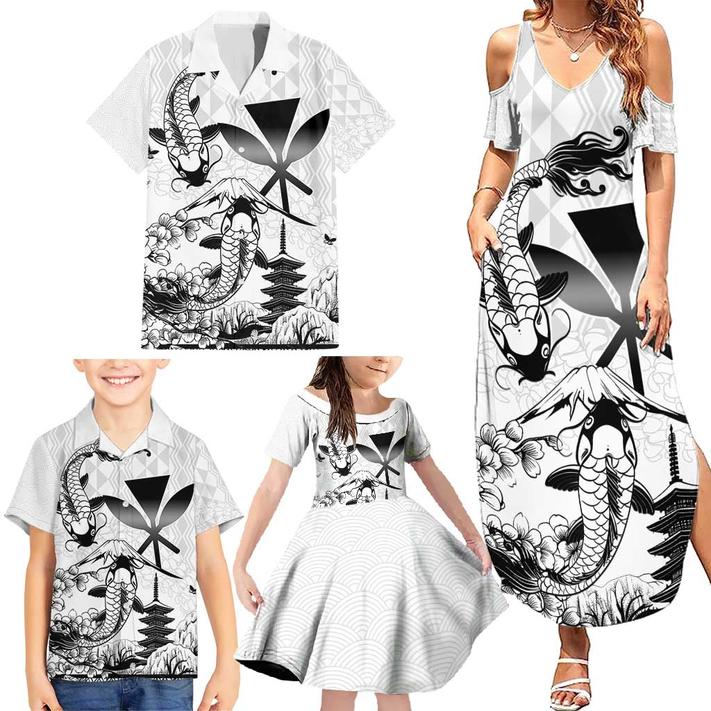 Japan And Hawaii Family Matching Summer Maxi Dress and Hawaiian Shirt Sakura Koi Fish Hawaiian Lei Kanaka LT14 - Polynesian Pride