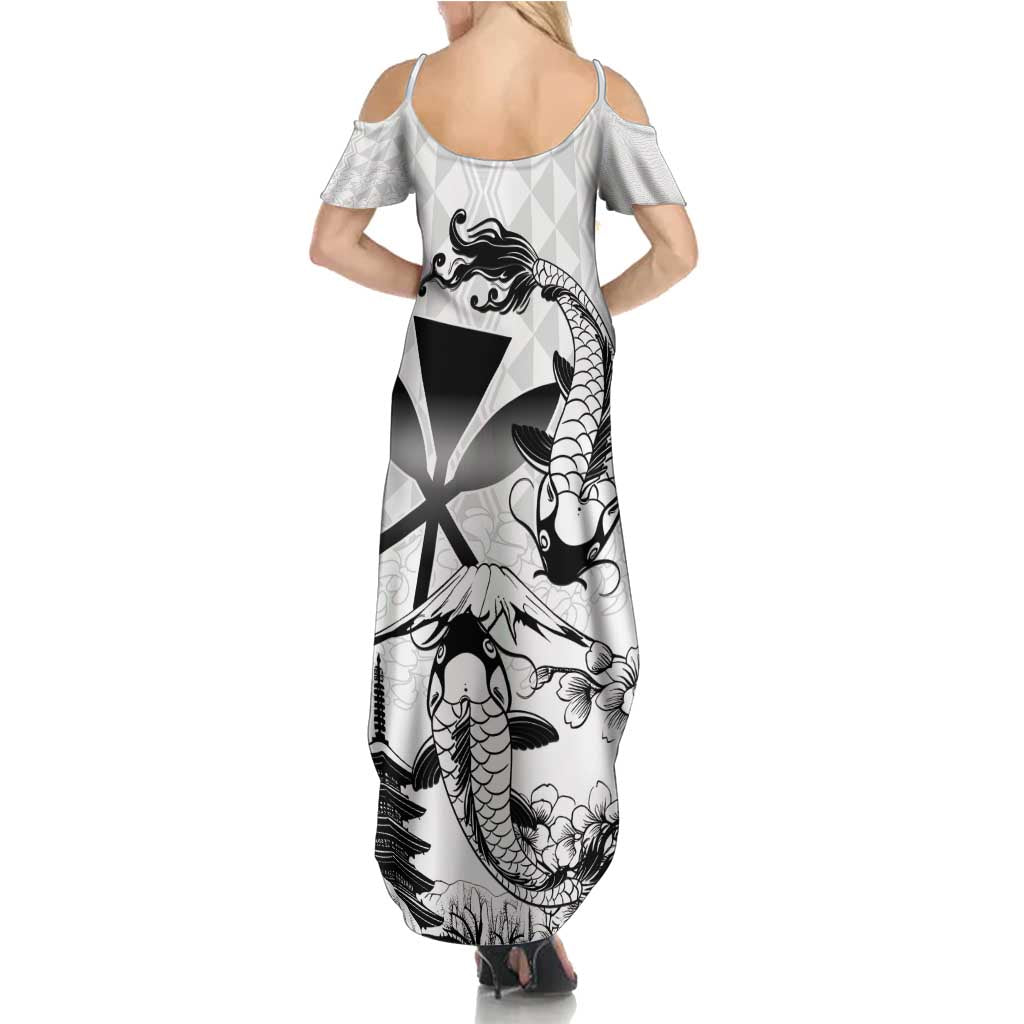 Japan And Hawaii Family Matching Summer Maxi Dress and Hawaiian Shirt Sakura Koi Fish Hawaiian Lei Kanaka LT14 - Polynesian Pride